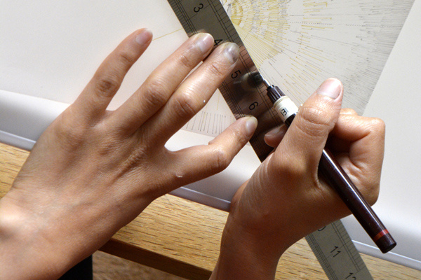 Cally Trench,  Hands of Mary Yacoob with an initial sketch for 'Anomaly', 30th October 2018