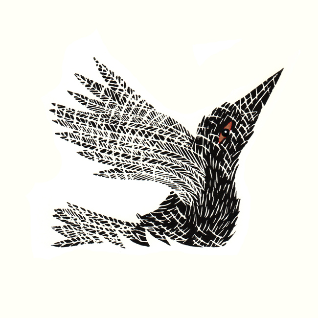 Bathing: Linocut by Cally Trench