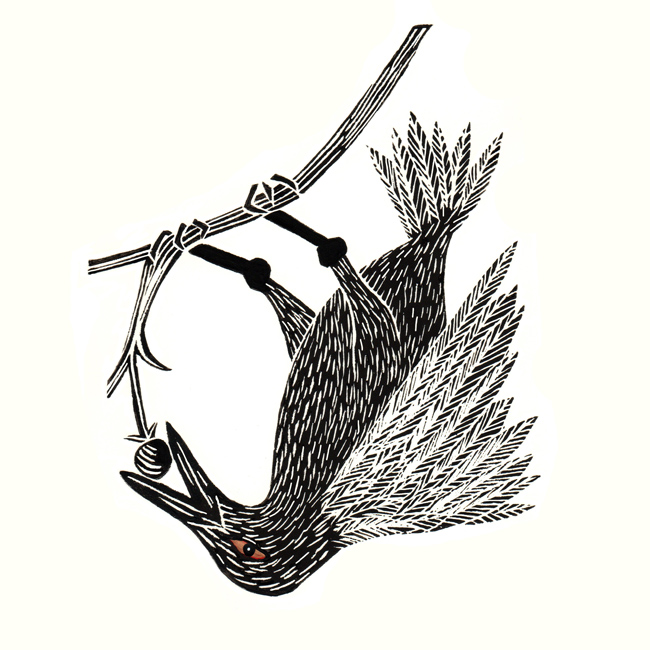 Eating: Linocut by Cally Trench