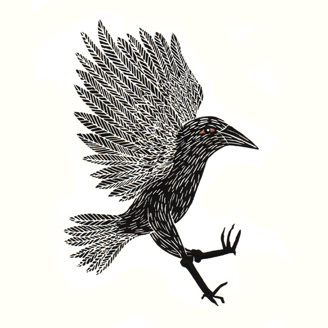 Landing: Linocut by Cally Trench