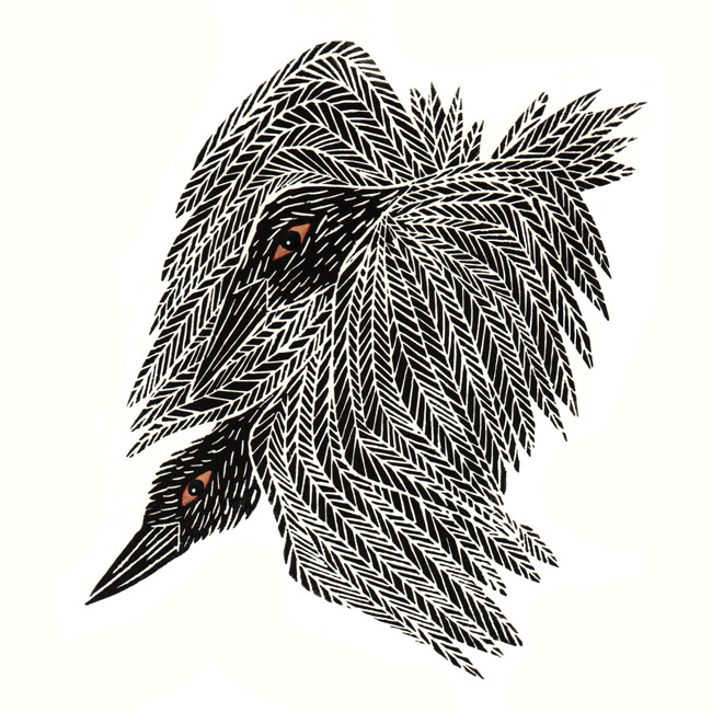 Mating: Linocut by Cally Trench