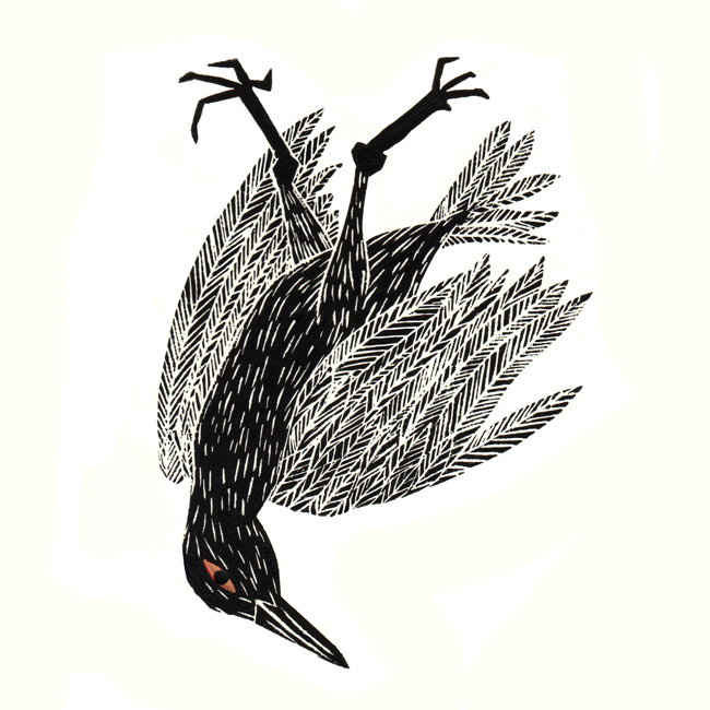 Dead: Linocut by Cally Trench