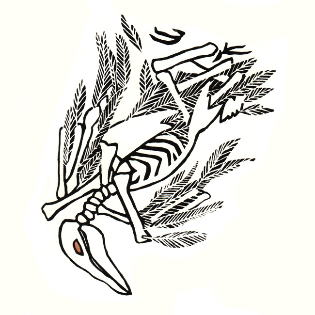 Decomposing: Linocut by Cally Trench