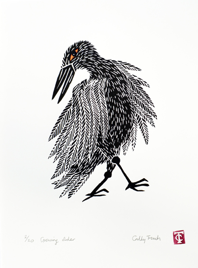 Growing older: Linocut by Cally Trench
